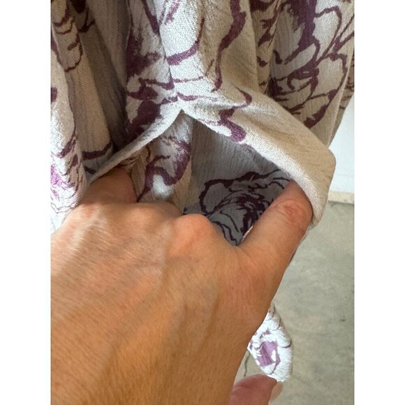 Free People Dress Women Small Gray Purple Floral Swing Flowy Key Hole Tunic Mini - Picture 8 of 11